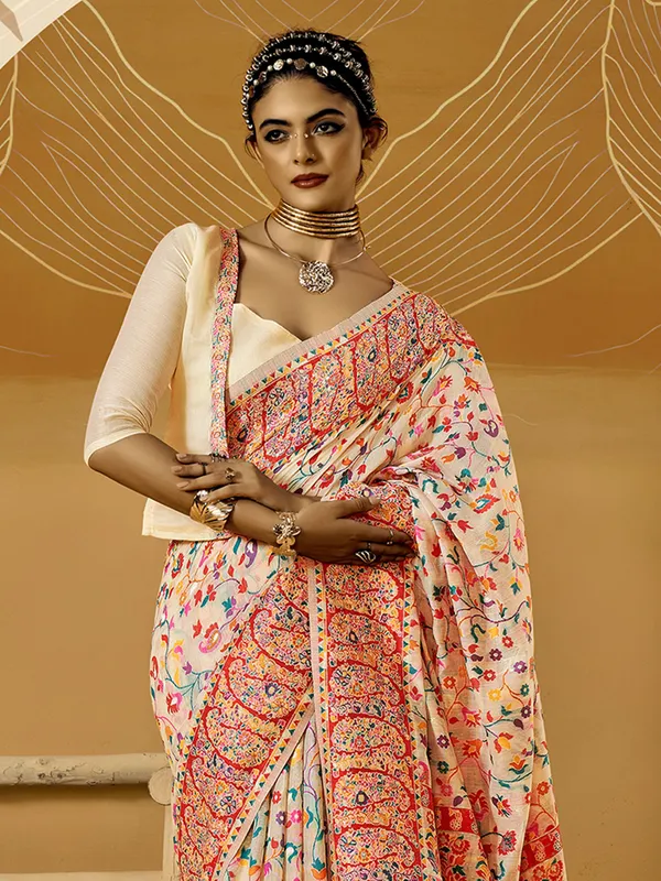 Women's_Cotton_Silk_Cream_Woven_Design_Designer_Saree_With_Blouse_Piece