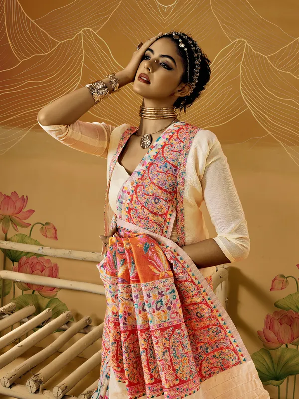Women's_Cotton_Silk_Cream_Woven_Design_Designer_Saree_With_Blouse_Piece
