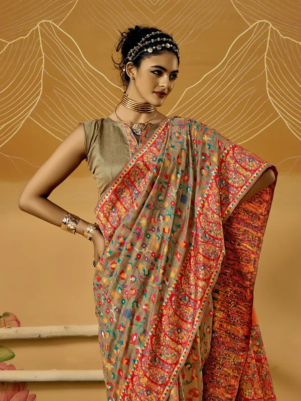 Women's_Cotton_Silk_Beige_Woven_Design_Designer_Saree_With_Blouse_Piece