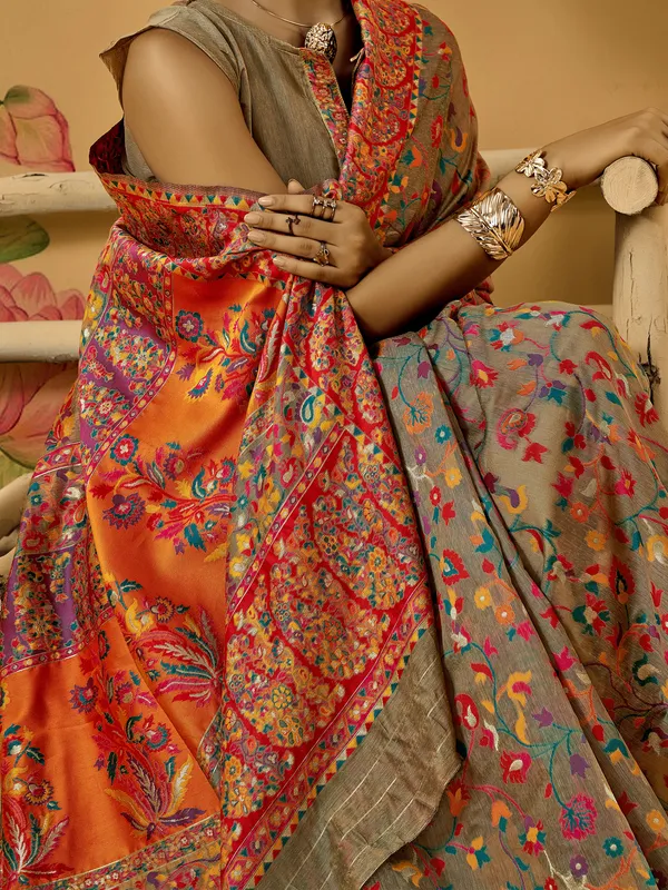 Women's_Cotton_Silk_Beige_Woven_Design_Designer_Saree_With_Blouse_Piece