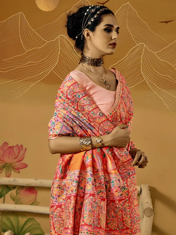Women's_Cotton_Silk_Peach_Woven_Design_Designer_Saree_With_Blouse_Piece