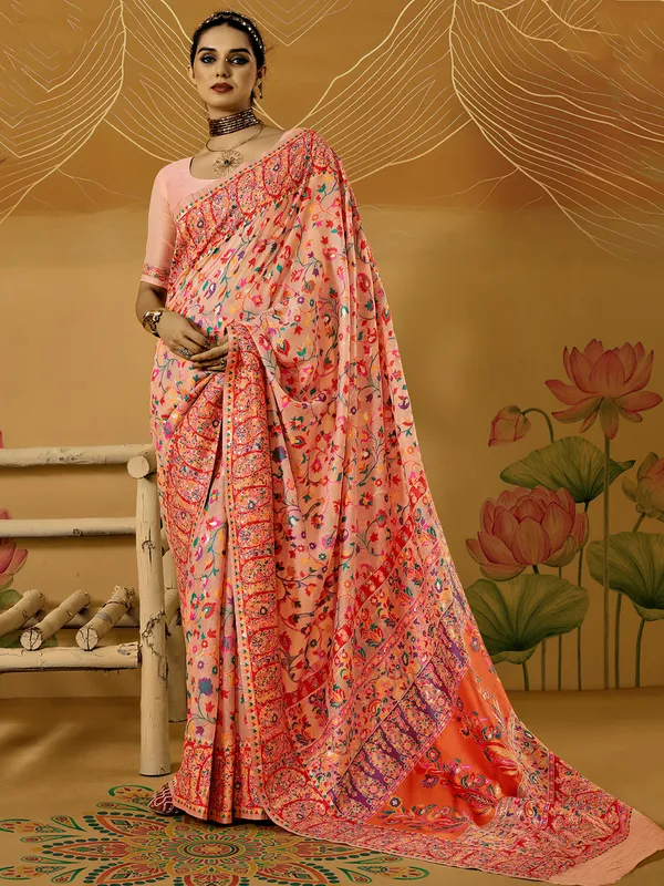 Women's_Cotton_Silk_Peach_Woven_Design_Designer_Saree_With_Blouse_Piece