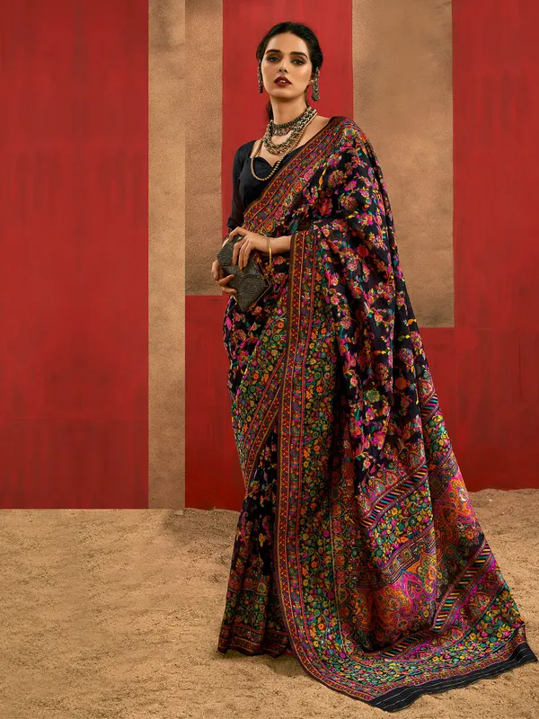 Women's_Cotton_Silk_Black_Woven_Design_Designer_Saree_With_Blouse_Piece