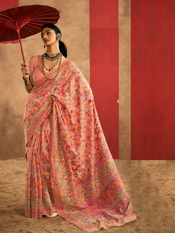 Women's_Cotton_Silk_Peach_Woven_Design_Designer_Saree_With_Blouse_Piece