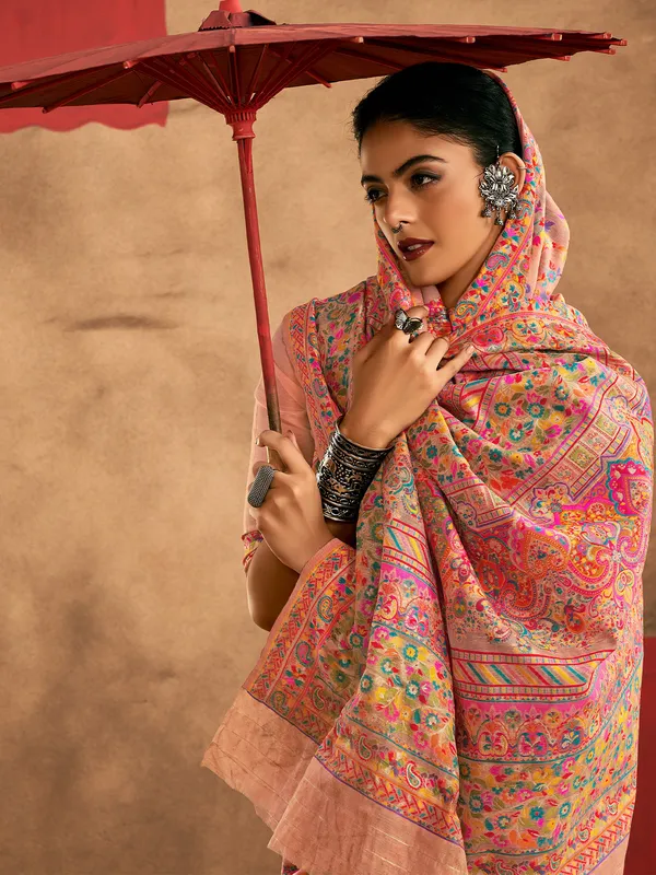 Women's_Cotton_Silk_Peach_Woven_Design_Designer_Saree_With_Blouse_Piece