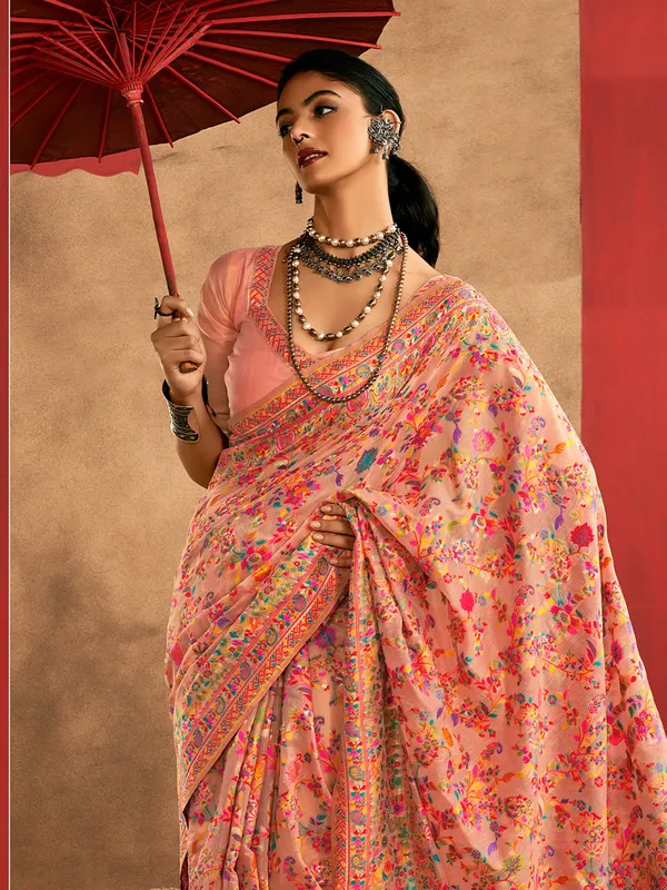 Women's_Cotton_Silk_Peach_Woven_Design_Designer_Saree_With_Blouse_Piece