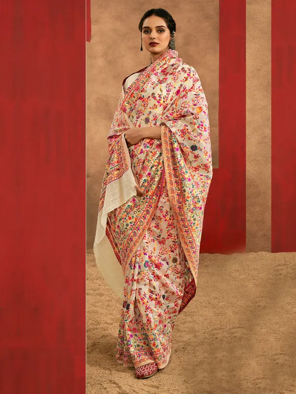 Women's_Cotton_Silk_Cream_Woven_Design_Designer_Saree_With_Blouse_Piece
