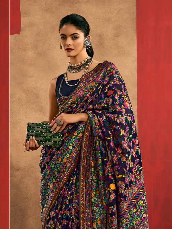 Women's_Cotton_Silk_Navy_Blue_Woven_Design_Designer_Saree_With_Blouse_Piece