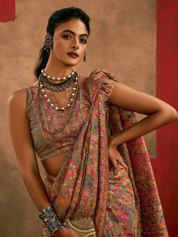 Women's_Cotton_Silk_Beige_Woven_Design_Designer_Saree_With_Blouse_Piece