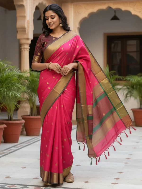 Women's_Silk_Blend_Pink_Woven_Design_Designer_Saree_With_Blouse_Piece
