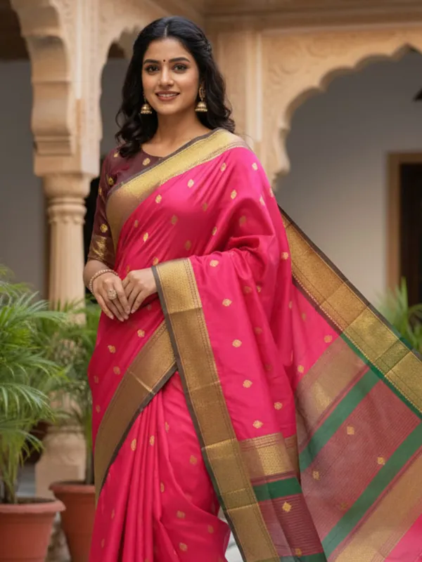 Women's_Silk_Blend_Pink_Woven_Design_Designer_Saree_With_Blouse_Piece