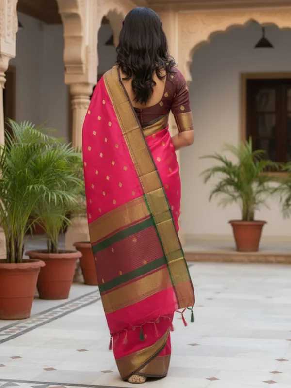 Women's_Silk_Blend_Pink_Woven_Design_Designer_Saree_With_Blouse_Piece
