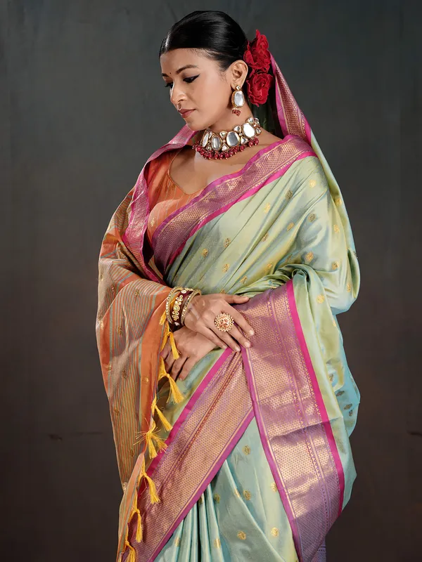 Women's_Silk_Blend_Aqua_Blue_Woven_Design_Designer_Saree_With_Blouse_Piece