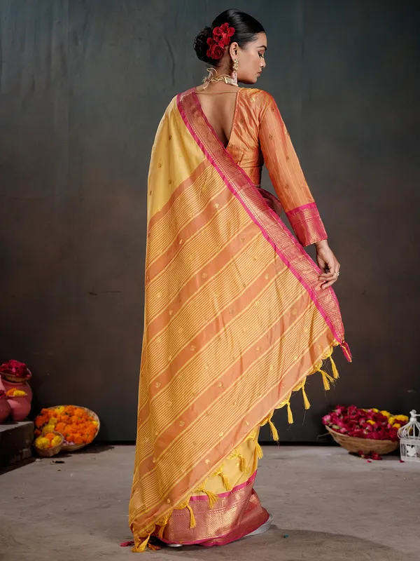 Women's_Silk_Blend_Mustard_Woven_Design_Designer_Saree_With_Blouse_Piece
