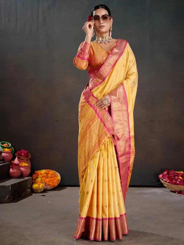 Women's_Silk_Blend_Mustard_Woven_Design_Designer_Saree_With_Blouse_Piece