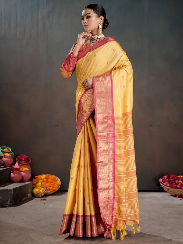 Women's_Silk_Blend_Mustard_Woven_Design_Designer_Saree_With_Blouse_Piece