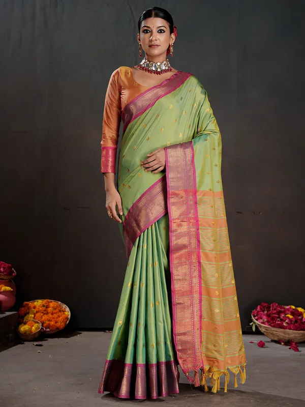Women's_Silk_Blend_Light_Green_Woven_Design_Designer_Saree_With_Blouse_Piece