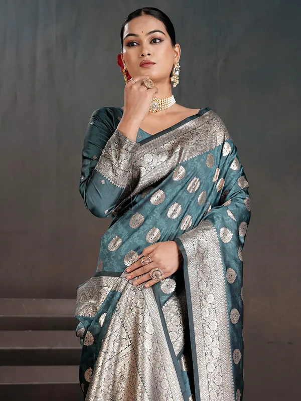 Women's_Silk_Blend_Light_Blue_Woven_Design_Designer_Saree_With_Blouse_Piece