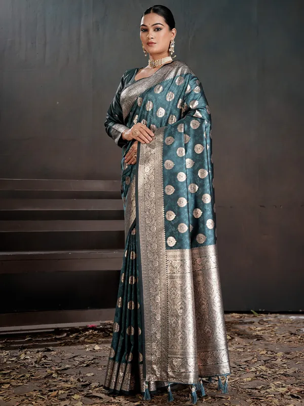 Women's_Silk_Blend_Light_Blue_Woven_Design_Designer_Saree_With_Blouse_Piece
