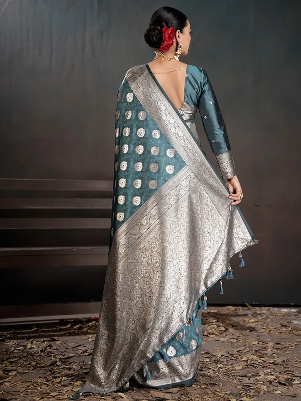 Women's_Silk_Blend_Light_Blue_Woven_Design_Designer_Saree_With_Blouse_Piece