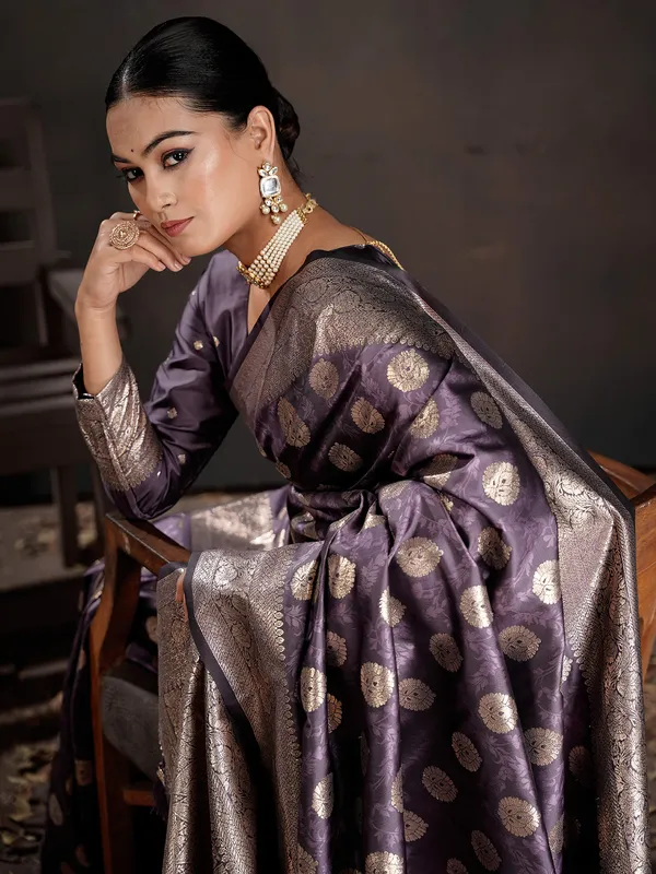 Women's_Silk_Blend_Lavender_Woven_Design_Designer_Saree_With_Blouse_Piece