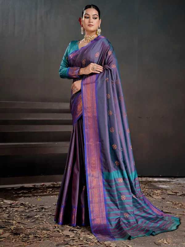 Women's_Silk_Blend_Purple_Woven_Design_Designer_Saree_With_Blouse_Piece