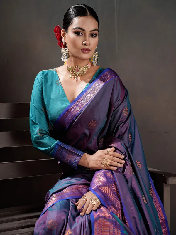 Women's_Silk_Blend_Purple_Woven_Design_Designer_Saree_With_Blouse_Piece