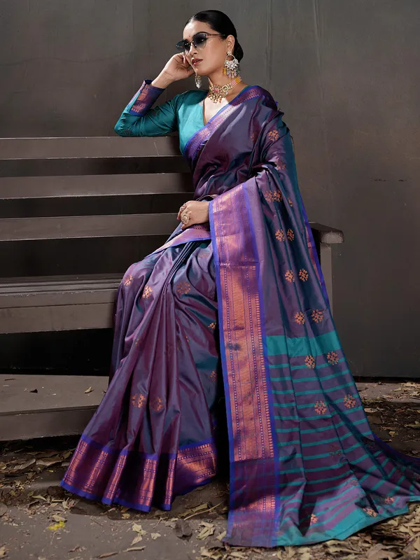Women's_Silk_Blend_Purple_Woven_Design_Designer_Saree_With_Blouse_Piece