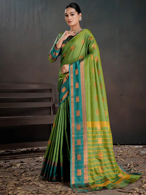 Women's_Silk_Blend_Sea_Green_Woven_Design_Designer_Saree_With_Blouse_Piece