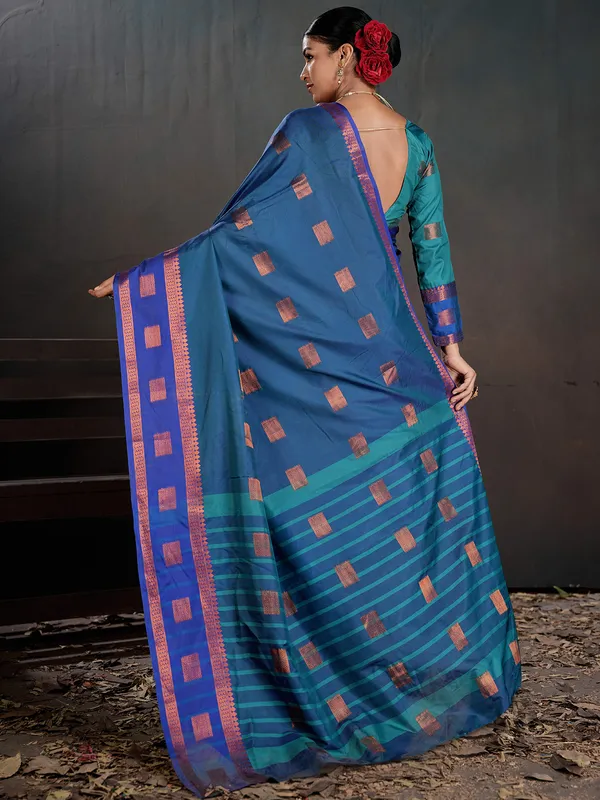 Women's_Silk_Blend_Blue_Woven_Design_Designer_Saree_With_Blouse_Piece