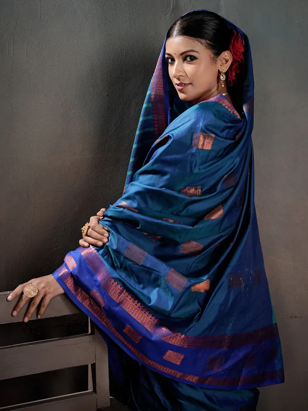 Women's_Silk_Blend_Blue_Woven_Design_Designer_Saree_With_Blouse_Piece
