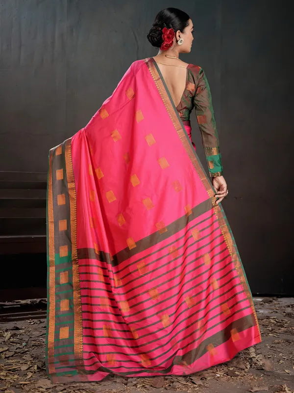 Women's_Silk_Blend_Pink_Woven_Design_Designer_Saree_With_Blouse_Piece