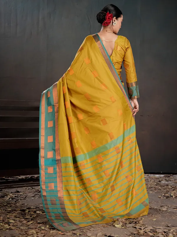 Women's_Silk_Blend_Yellow_Woven_Design_Designer_Saree_With_Blouse_Piece