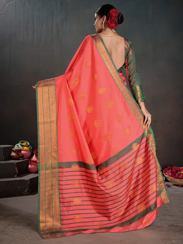 Women's_Silk_Blend_Coral_Woven_Design_Designer_Saree_With_Blouse_Piece