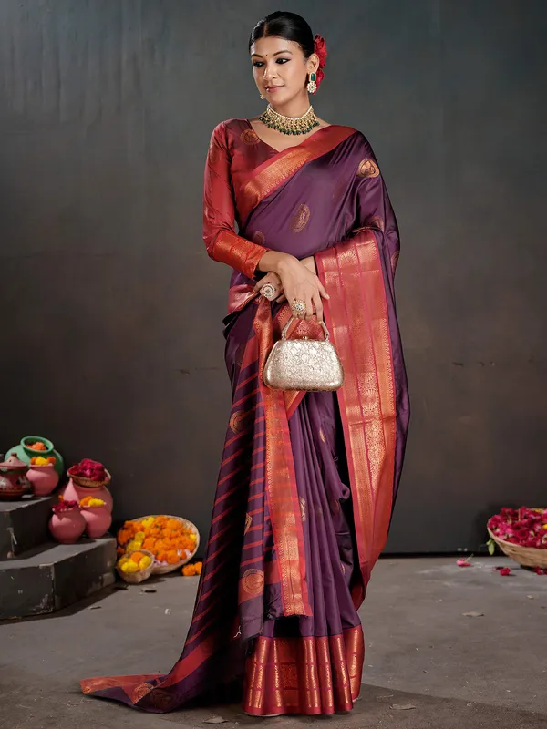 Women's_Silk_Blend_Violet_Woven_Design_Designer_Saree_With_Blouse_Piece