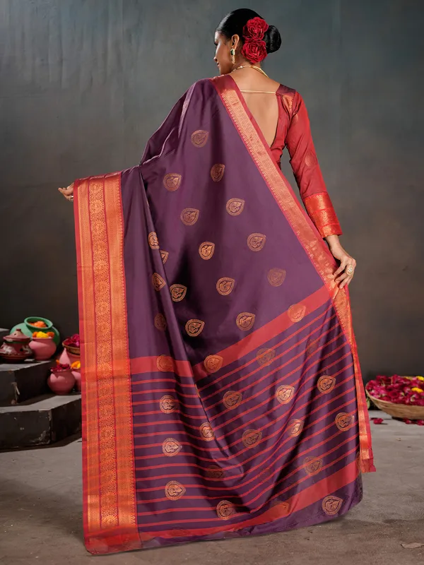 Women's_Silk_Blend_Violet_Woven_Design_Designer_Saree_With_Blouse_Piece