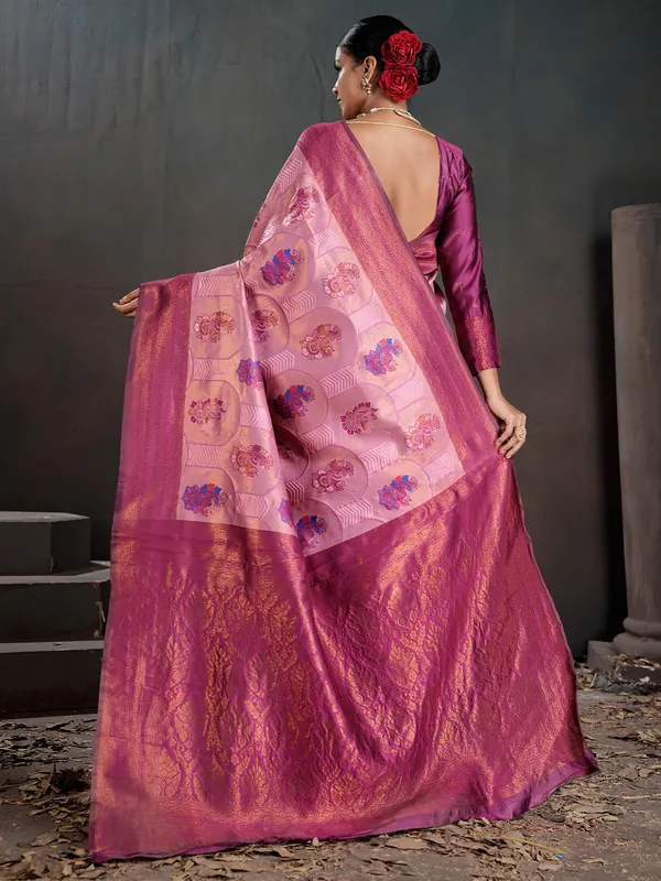 Women's_Silk_Blend_Pink_Woven_Design_Designer_Saree_With_Blouse_Piece