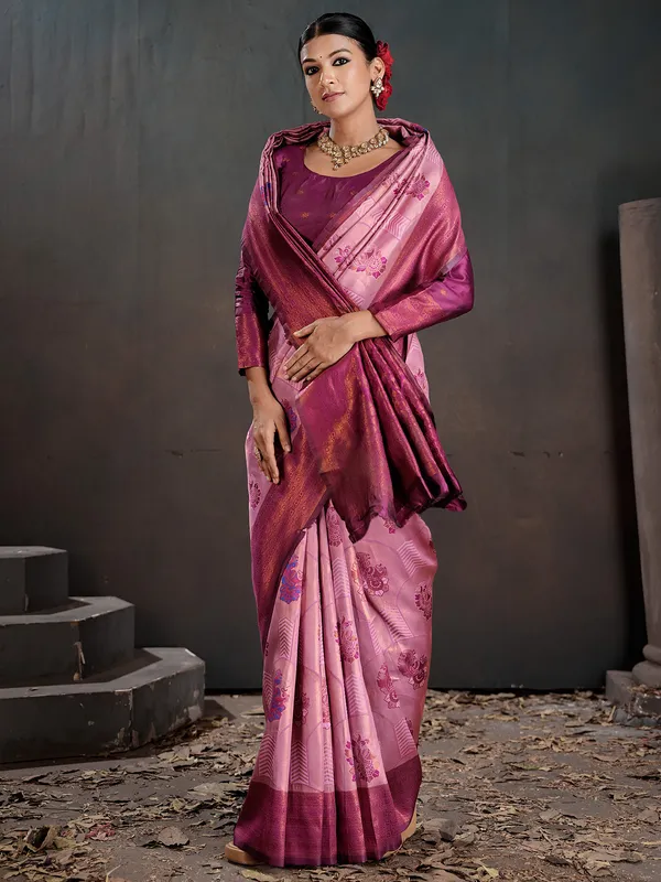 Women's_Silk_Blend_Pink_Woven_Design_Designer_Saree_With_Blouse_Piece