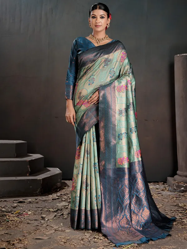 Women's_Silk_Blend_Light_Blue_Woven_Design_Designer_Saree_With_Blouse_Piece