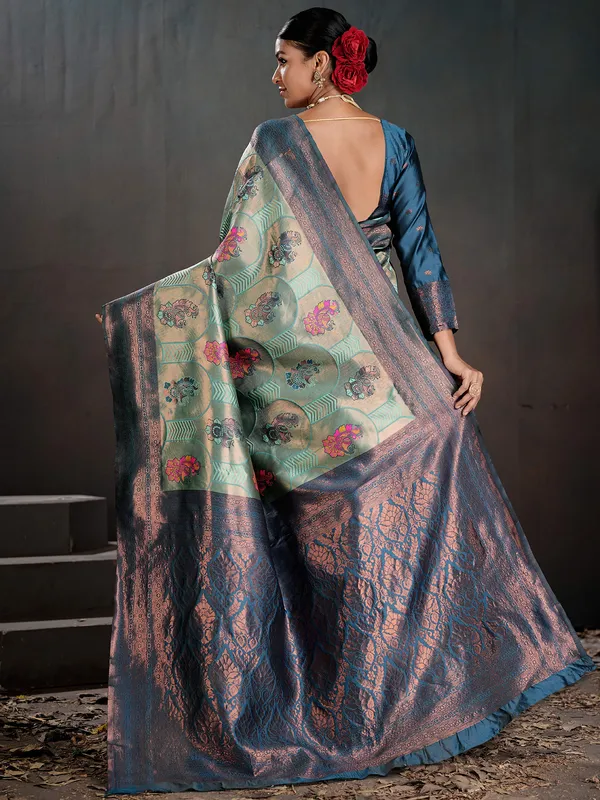 Women's_Silk_Blend_Light_Blue_Woven_Design_Designer_Saree_With_Blouse_Piece
