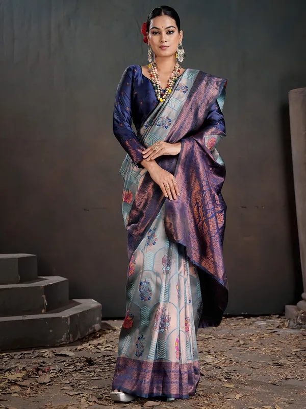 Women's_Silk_Blend_Light_Blue_Woven_Design_Designer_Saree_With_Blouse_Piece