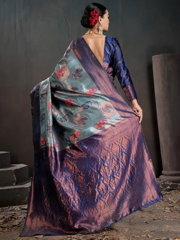 Women's_Silk_Blend_Light_Blue_Woven_Design_Designer_Saree_With_Blouse_Piece