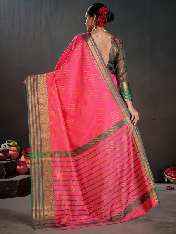 Women's_Silk_Blend_Pink_Woven_Design_Designer_Saree_With_Blouse_Piece