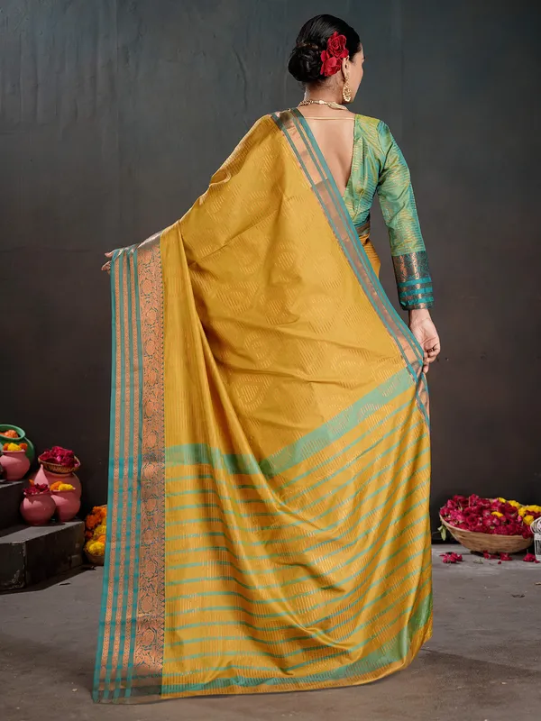 Women's_Silk_Blend_Mustard_Woven_Design_Designer_Saree_With_Blouse_Piece