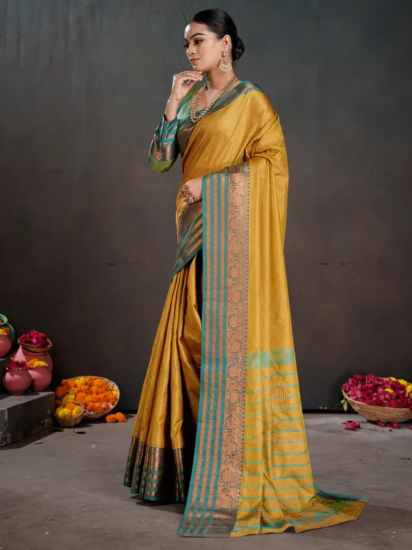 Women's_Silk_Blend_Mustard_Woven_Design_Designer_Saree_With_Blouse_Piece