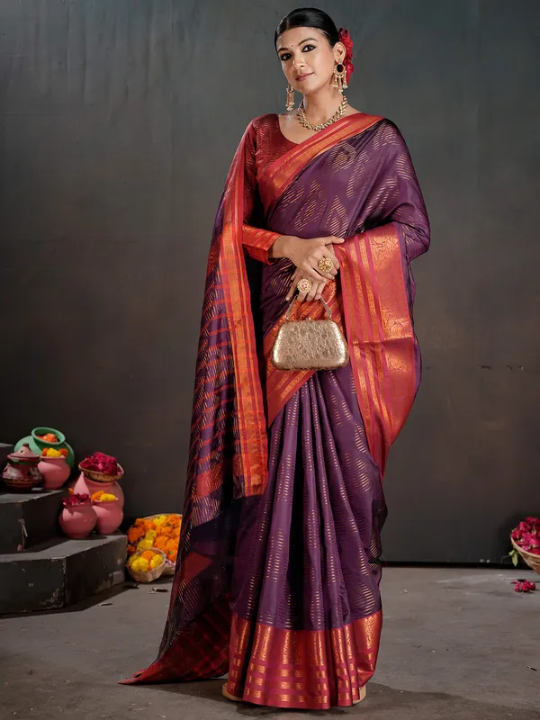 Women's_Silk_Blend_Purple_Woven_Design_Designer_Saree_With_Blouse_Piece