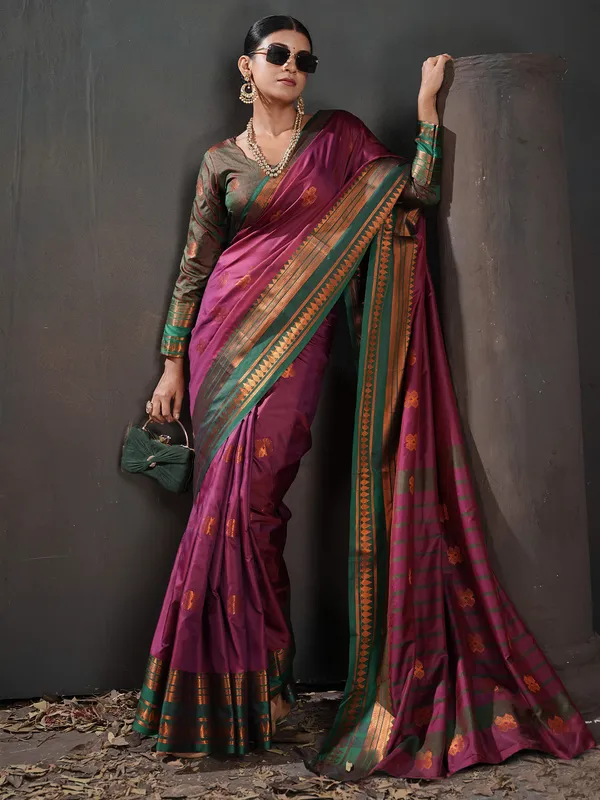 Women's_Silk_Blend_Purple_Woven_Design_Designer_Saree_With_Blouse_Piece