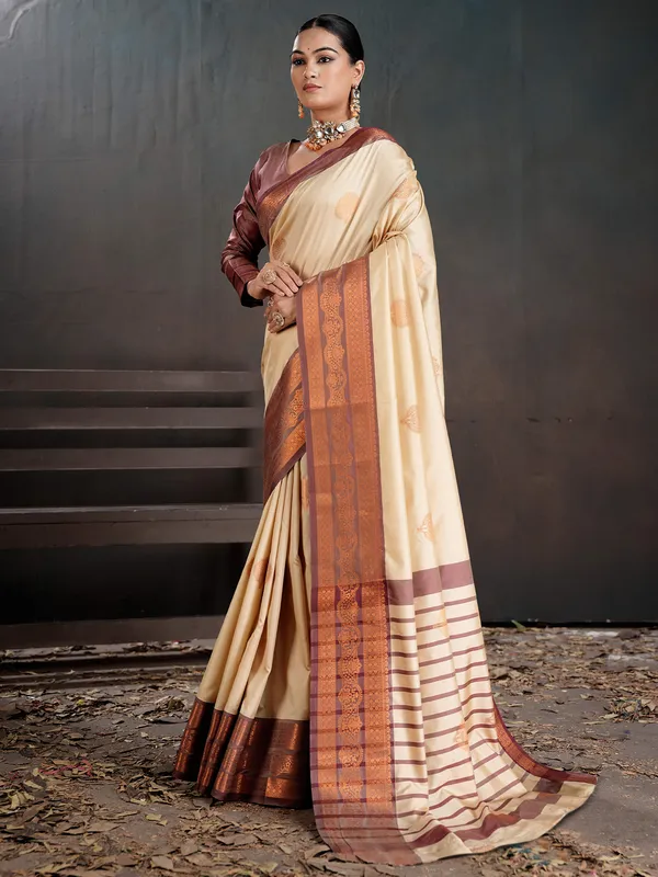 Women's_Silk_Blend_Beige_Woven_Design_Designer_Saree_With_Blouse_Piece