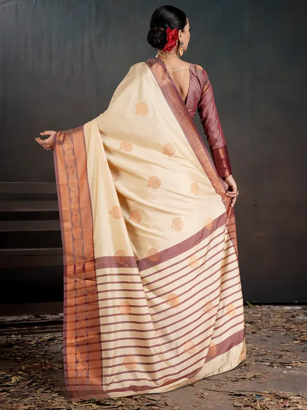 Women's_Silk_Blend_Beige_Woven_Design_Designer_Saree_With_Blouse_Piece