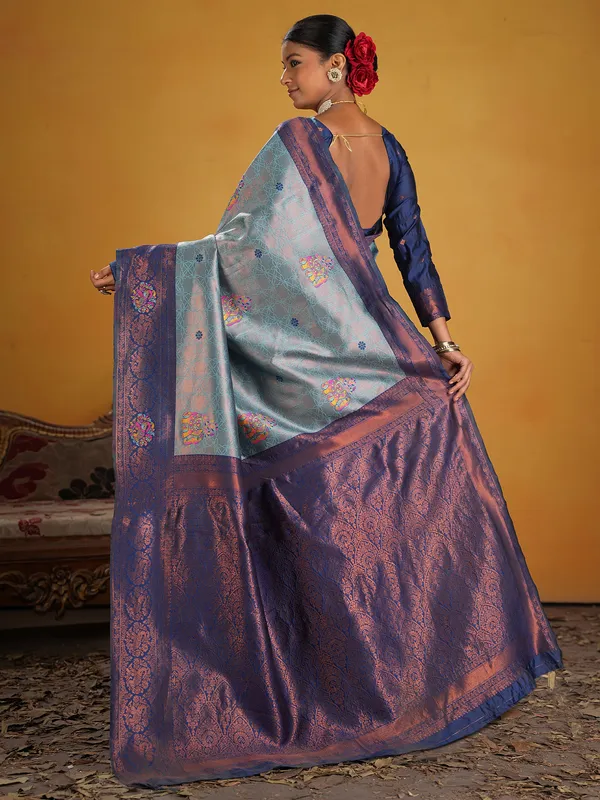 Women's_Silk_Blend_Light_Blue_Woven_Design_Designer_Saree_With_Blouse_Piece